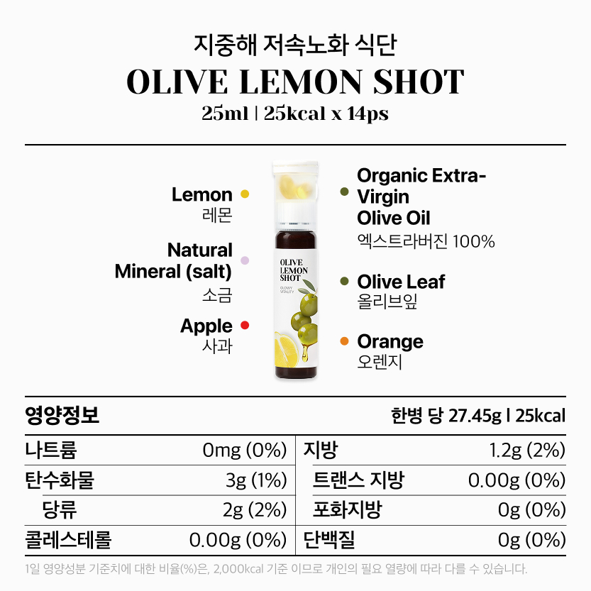 라티브 올리브레몬샷 올레샷 엑스트라버진 올리브유 올리브오일 캡슐 25ml, 84개 상품 이미지