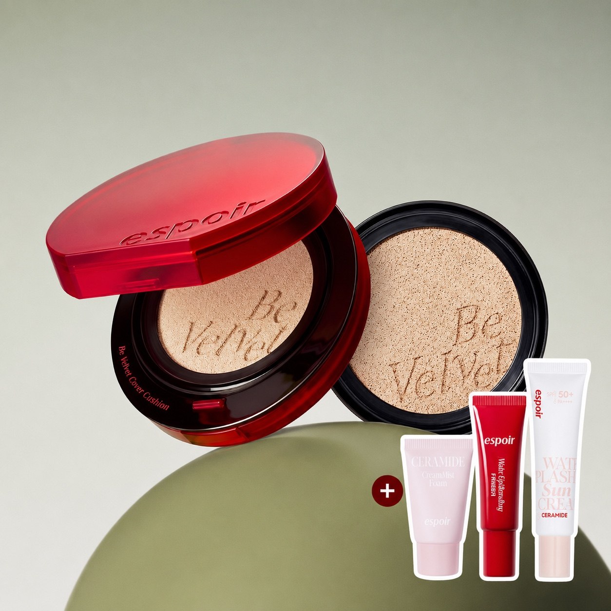 에스쁘아 비벨벳 커버 쿠션 SPF42 PA++ 13g x 2 (본품+리필) (GIFT: 미니 프라이머+미니 선크림 세라마이드 +미니 클렌징폼)
