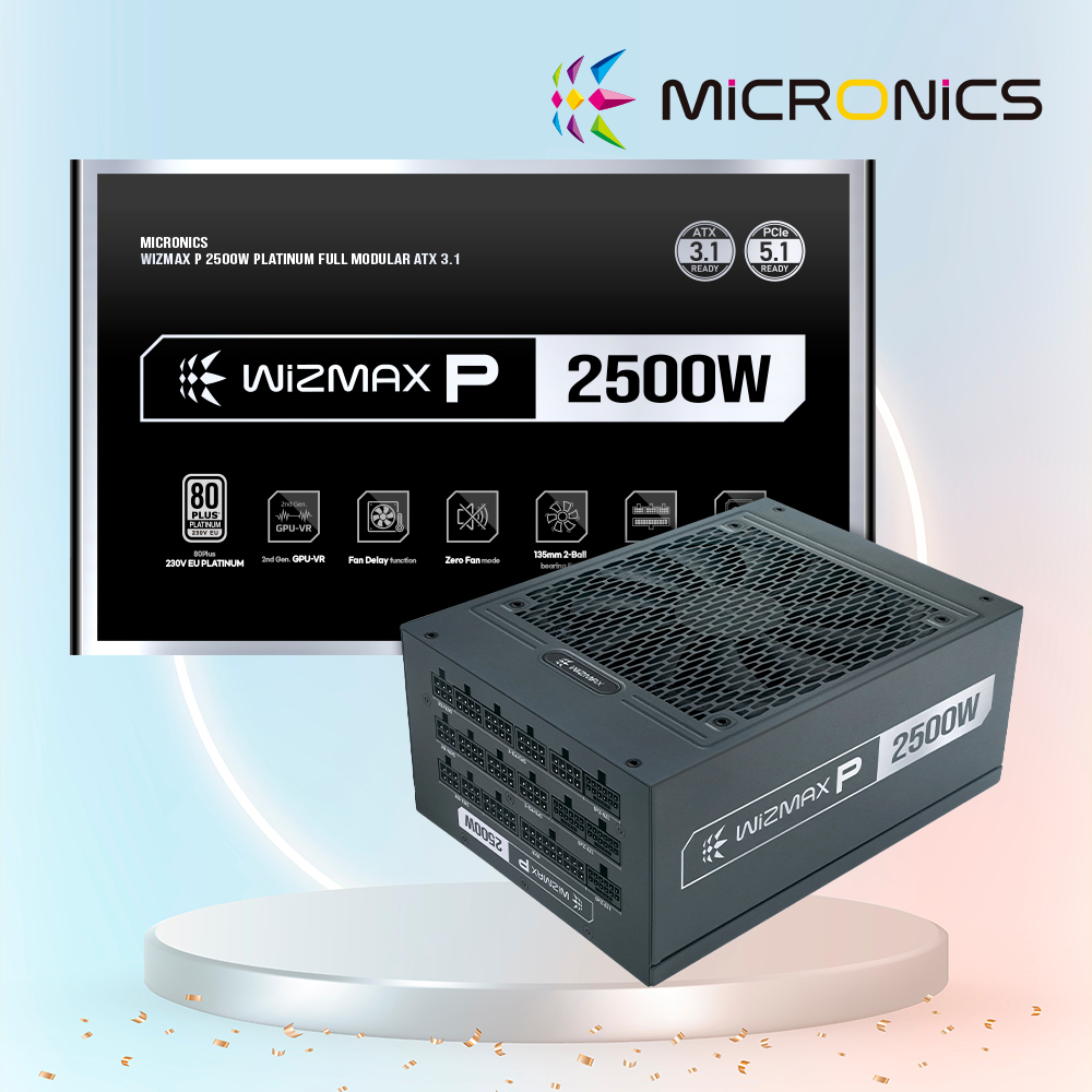 마이크로닉스 WIZMAX P-2500W 80PLUS PLATINUM 풀모듈러 ATX 3.1 파워서플라이 - 상품 이미지