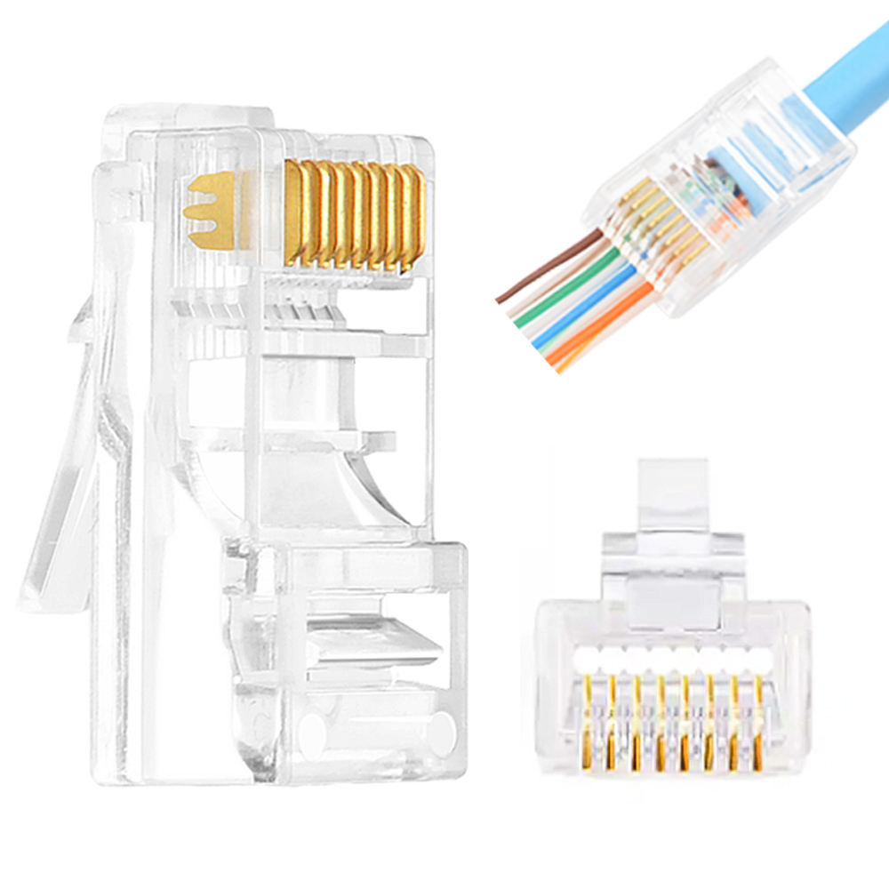 리빅스 CAT6 오픈형 랜선 커넥터 RJ45 도금 랜커넥터 50p - 상품 이미지