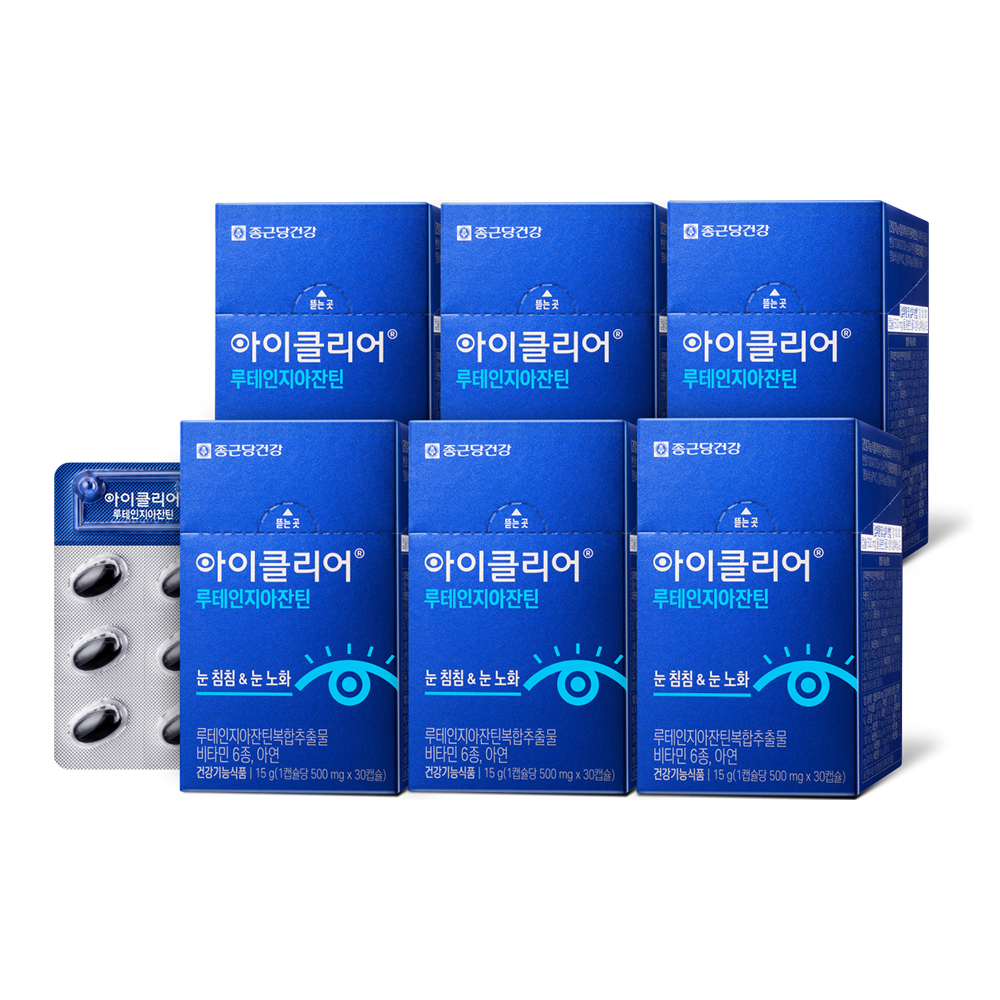 종근당건강 아이클리어 루테인지아잔틴 30캡슐, 6개