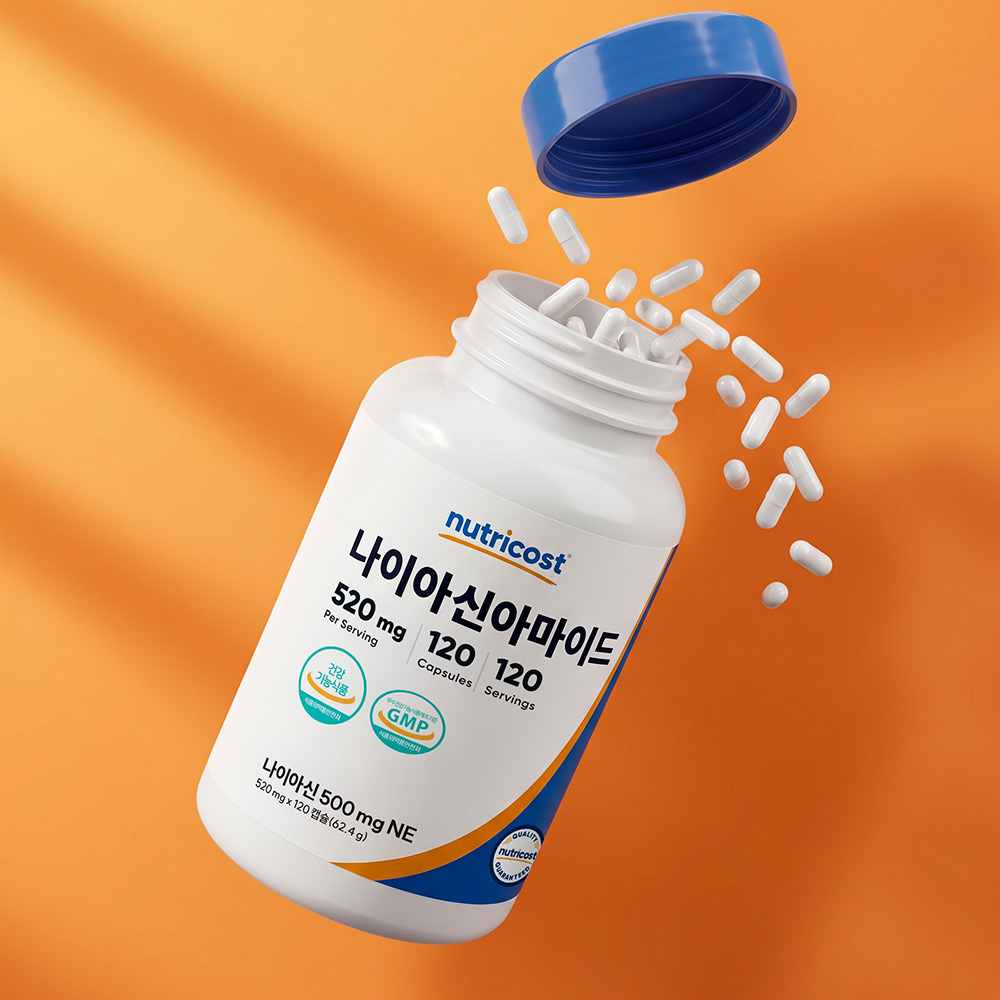 뉴트리코스트 비타민B3 나이아신아마이드 500MG 캡슐 120캡슐, 1개 이미지 6