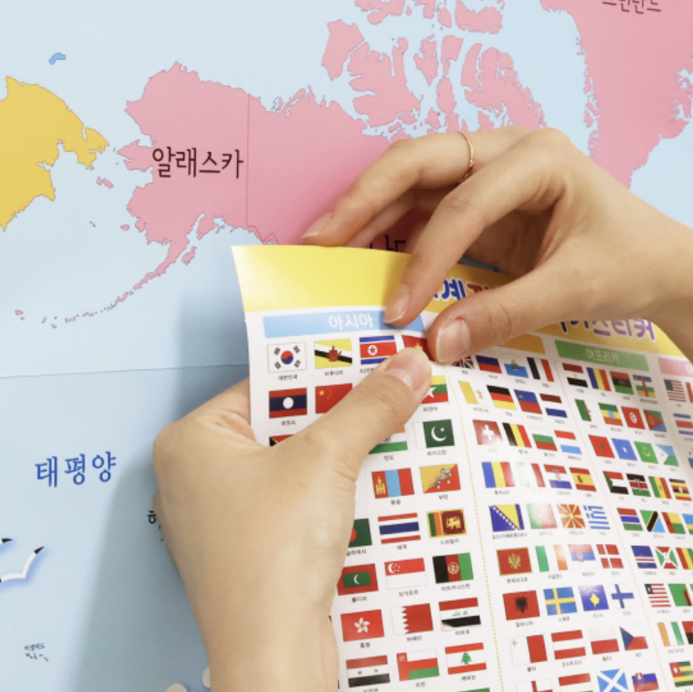 세계국기스티커 세계지도 나라국기외우기 - 상품 이미지