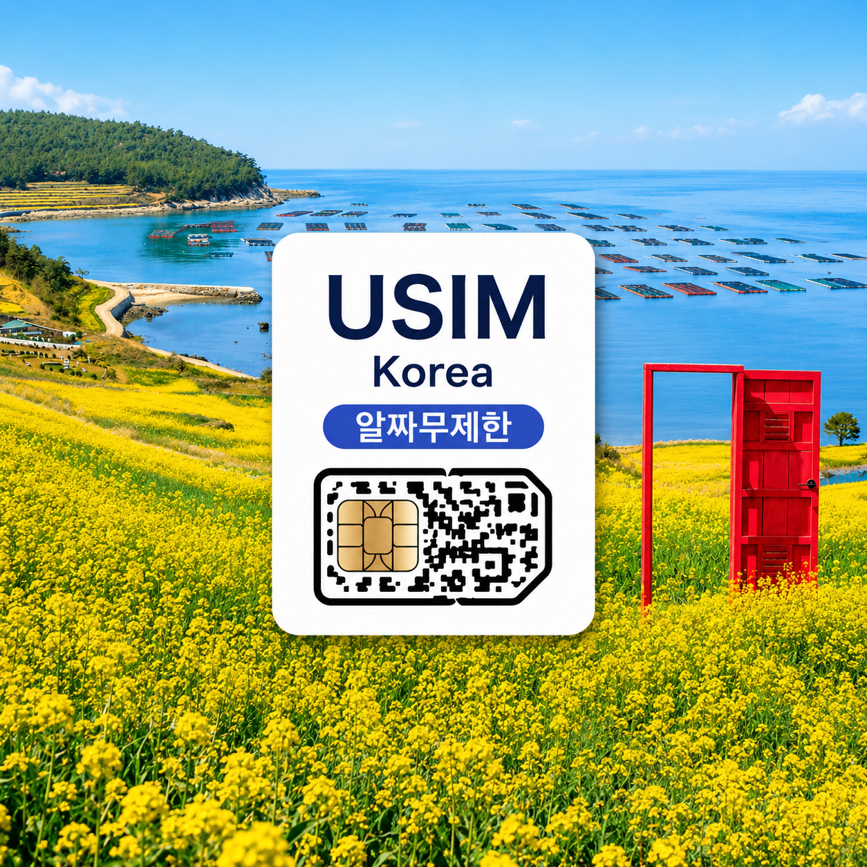 [유심칩] [알짜무제한] 대한민국 한국 유심칩 USIM 데이터 매일 1GB 초고속 + 이후 10Mbps 무제한 | 서울·부산·제주 여행 | SKT·LG U+ | 이심통 - 상품 이미지