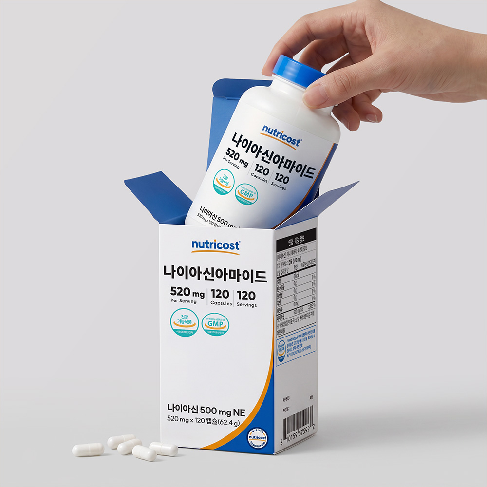 뉴트리코스트 비타민B3 나이아신아마이드 500MG 캡슐 240캡슐, 1개 이미지 7