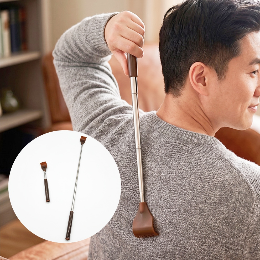 안테나 효자손 길이조절 늘어나는 휴대용 미니 접이식 고급 등긁개 시원한 등긁기 효도선물 - 상품 이미지