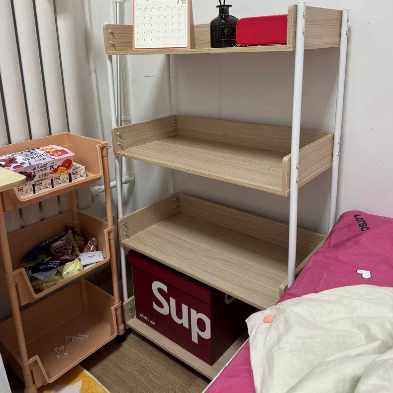 원목 철제 책장 5단 6단 거실 수납장 전면 책꽂이 오픈 선반 웜 화이트 - 상세 이미지 3