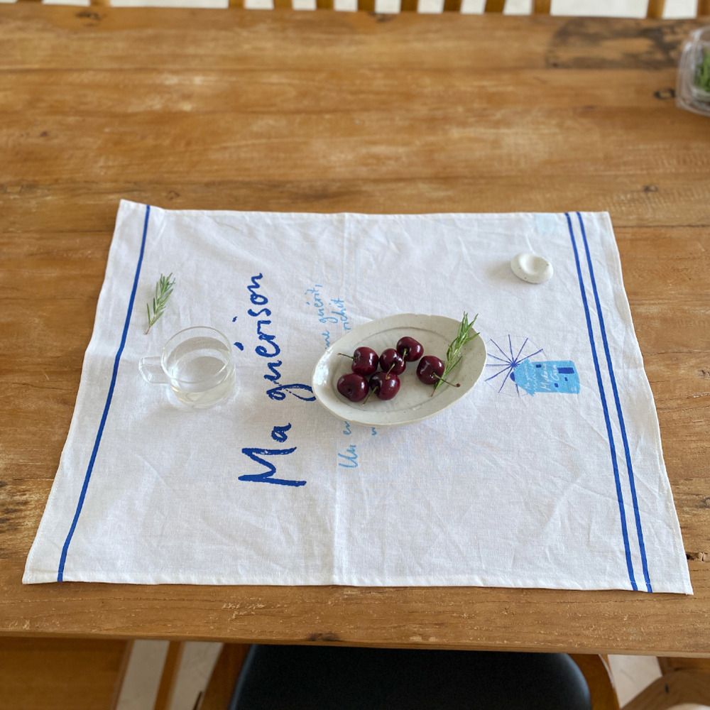 린넨 식탁매트 플레이스매트 키친크로스 티타월 마메종 테이블 mat 지중해감성 - 상품 이미지