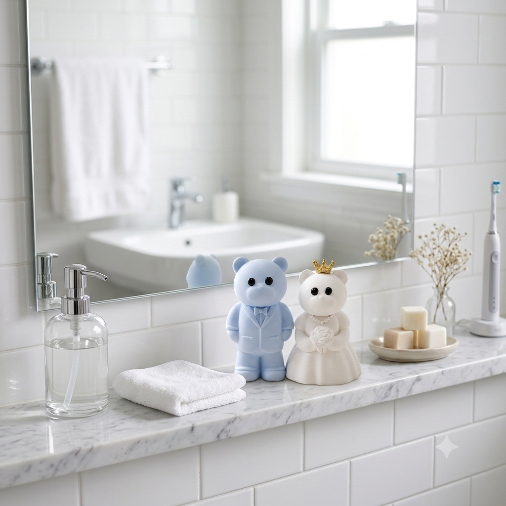 핸드메이드 곰 인테리어 소품 웨딩곰 커플 오브제 신혼집 장식 집들이선물 감성소품 제습효과 - 상세 이미지 3