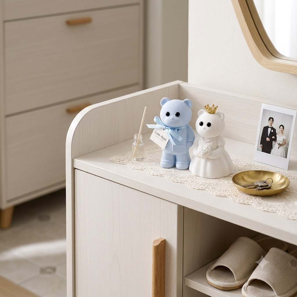 핸드메이드 곰 인테리어 소품 웨딩곰 커플 오브제 신혼집 장식 집들이선물 감성소품 제습효과 - 상세 이미지 2