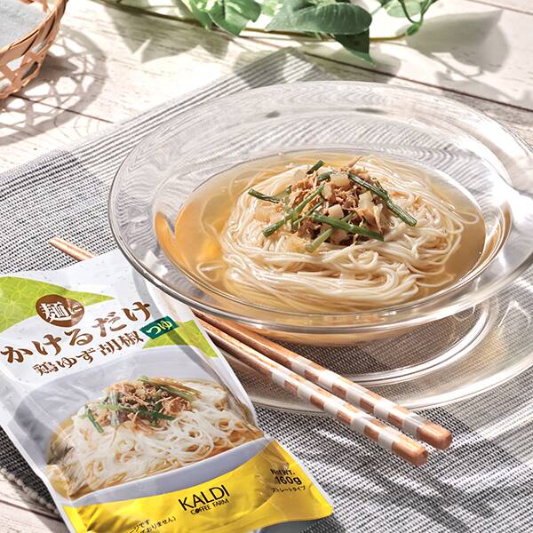 일본 칼디 KALDI 면에 부으면 되는 닭고기 유즈코쇼 유자후추 쯔유 160g - 상품 이미지