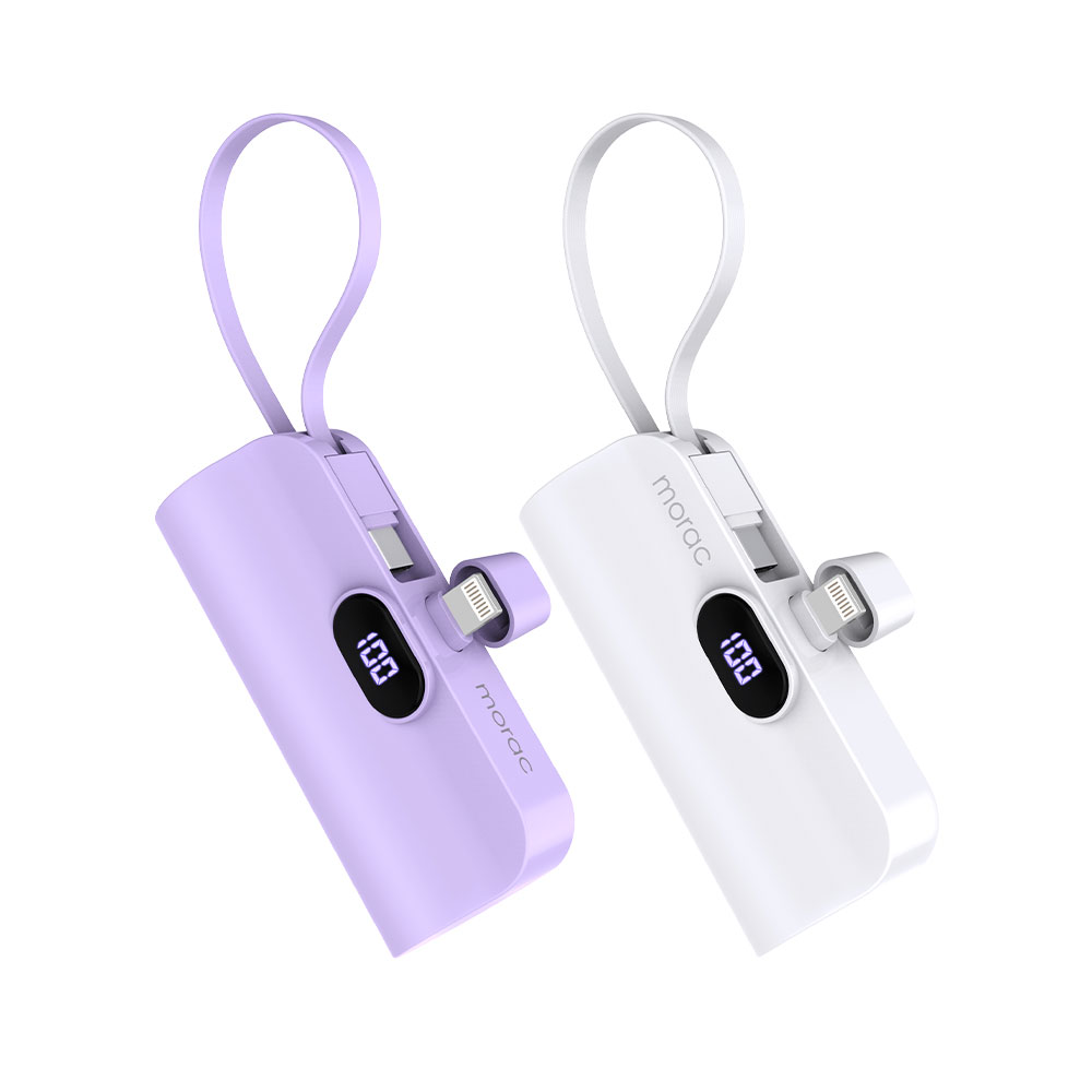 모락 런처 2in1 도킹형 디스플레이 보조배터리 8핀 5000mAh 미니 휴대용 - 상품 이미지