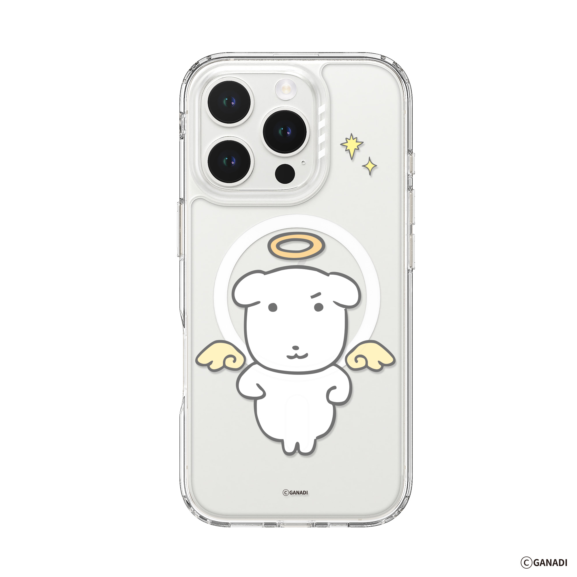 가나디 아이폰 15 프로 맥스 크리스탈 컬러 천사와 악마 디자인 맥세이프 투명 범퍼 케이스 체크악마 - 상세 이미지 4