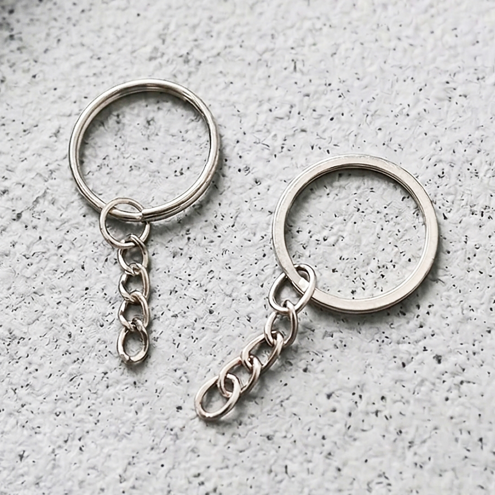 체인 키링 연결 고리 열쇠고리 만들기 두겹 더블 링 이중 오링 일반/납작 25mm 10P - 상품 이미지