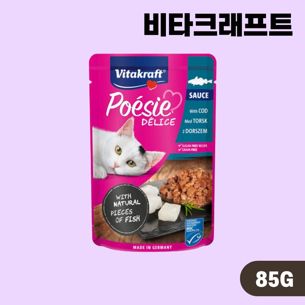 비타크래프트 포에시 델리스 고양이 습식 파우치 대구, 85g, 1개 - 상품 이미지