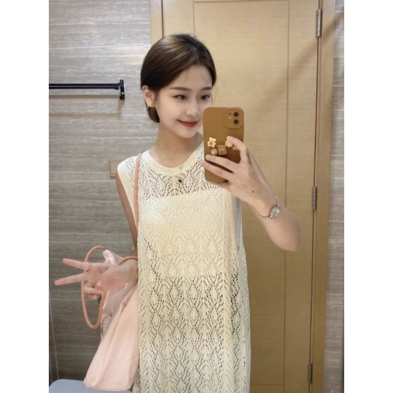 크로쉐원피스 니트 나트랑원피스 보라카이 다낭 니트나시 레이어드 롱 레이스 튜닉 베스트 - 상세 이미지 4
