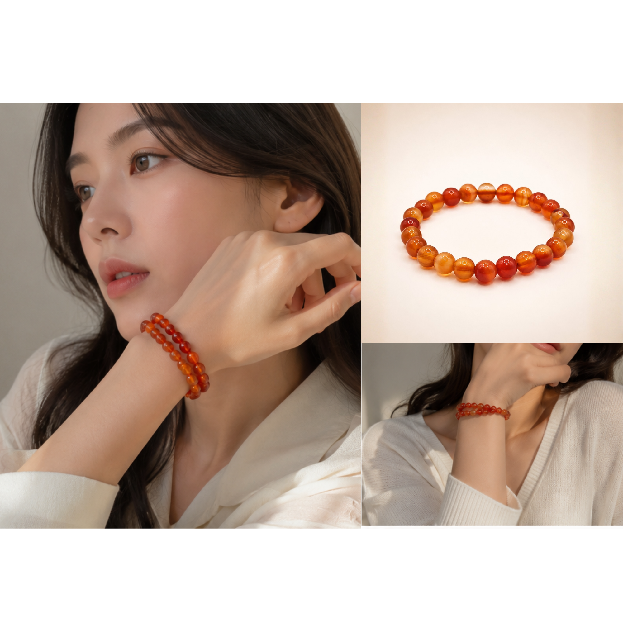 천연 원석 팔찌 염주 삼재 소원성취 오행팔찌 레드커넬리언, 6mm - 상세 이미지 4