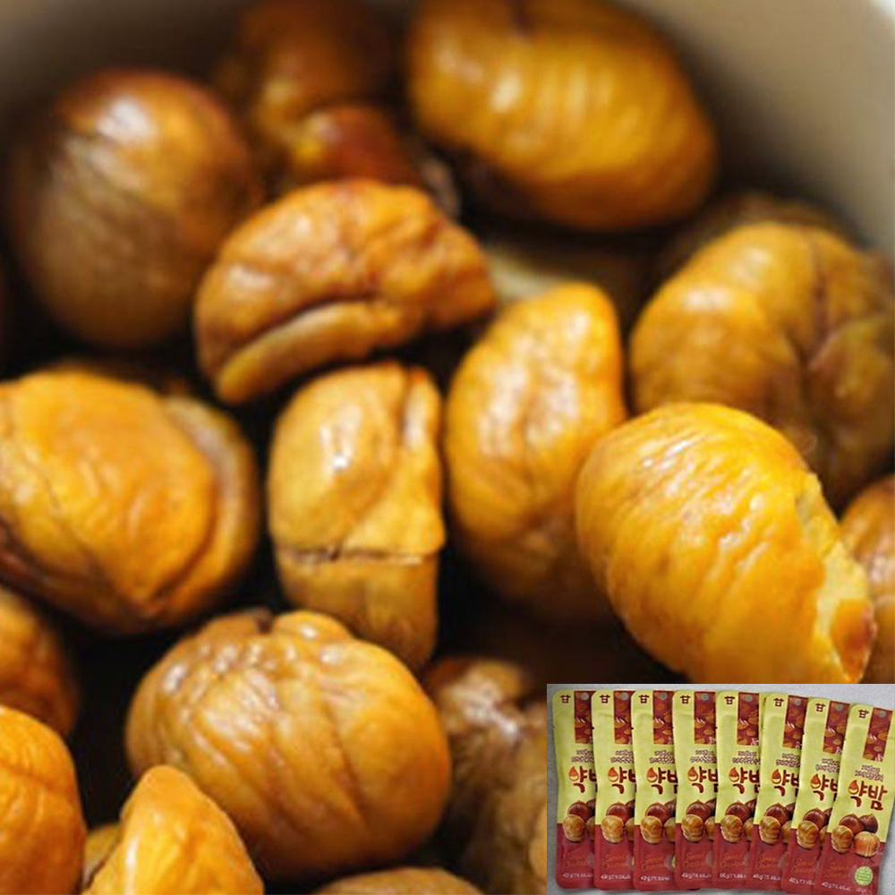 [센터합배송] 8봉지 자연 그대로 무첨가 약밤 40g 8팩 / 단밤 군밤 칼집밤 영양간식 - 상품 이미지