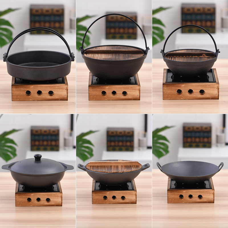주철 전골냄비 양수냄비 스키야키 샤브샤브 일식 주물냄비 두꺼운 무쇠냄비 20cm 주철 스시 냄비 - 상세 이미지 3