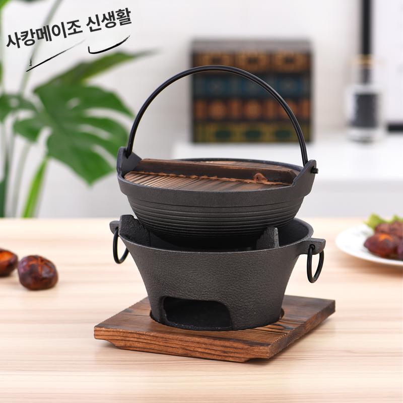 주철 전골냄비 양수냄비 스키야키 샤브샤브 일식 주물냄비 두꺼운 무쇠냄비 20cm 주철 스시 냄비 - 상세 이미지 5