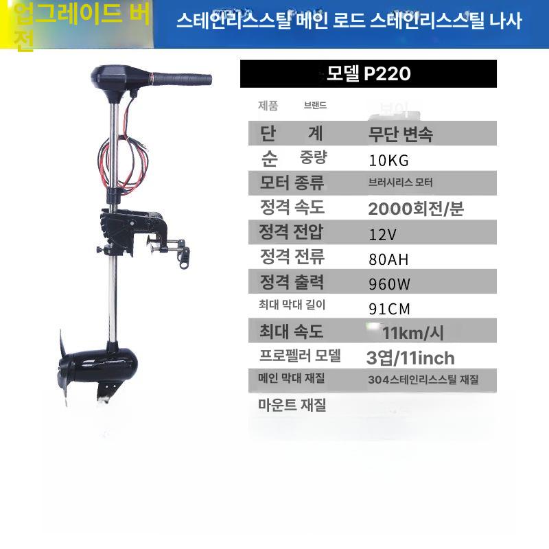 무브러시 전동 추진기 선외기용 12 v P80(1000kg) - 상세 이미지 3