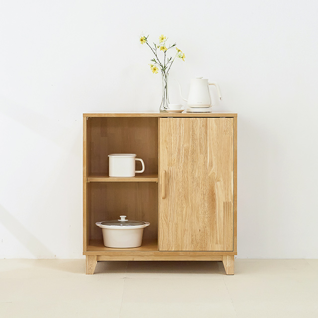 가구의서 슬라이드 원목 수납장 800x400x840mm, 2단, 내추럴 - 상품 이미지