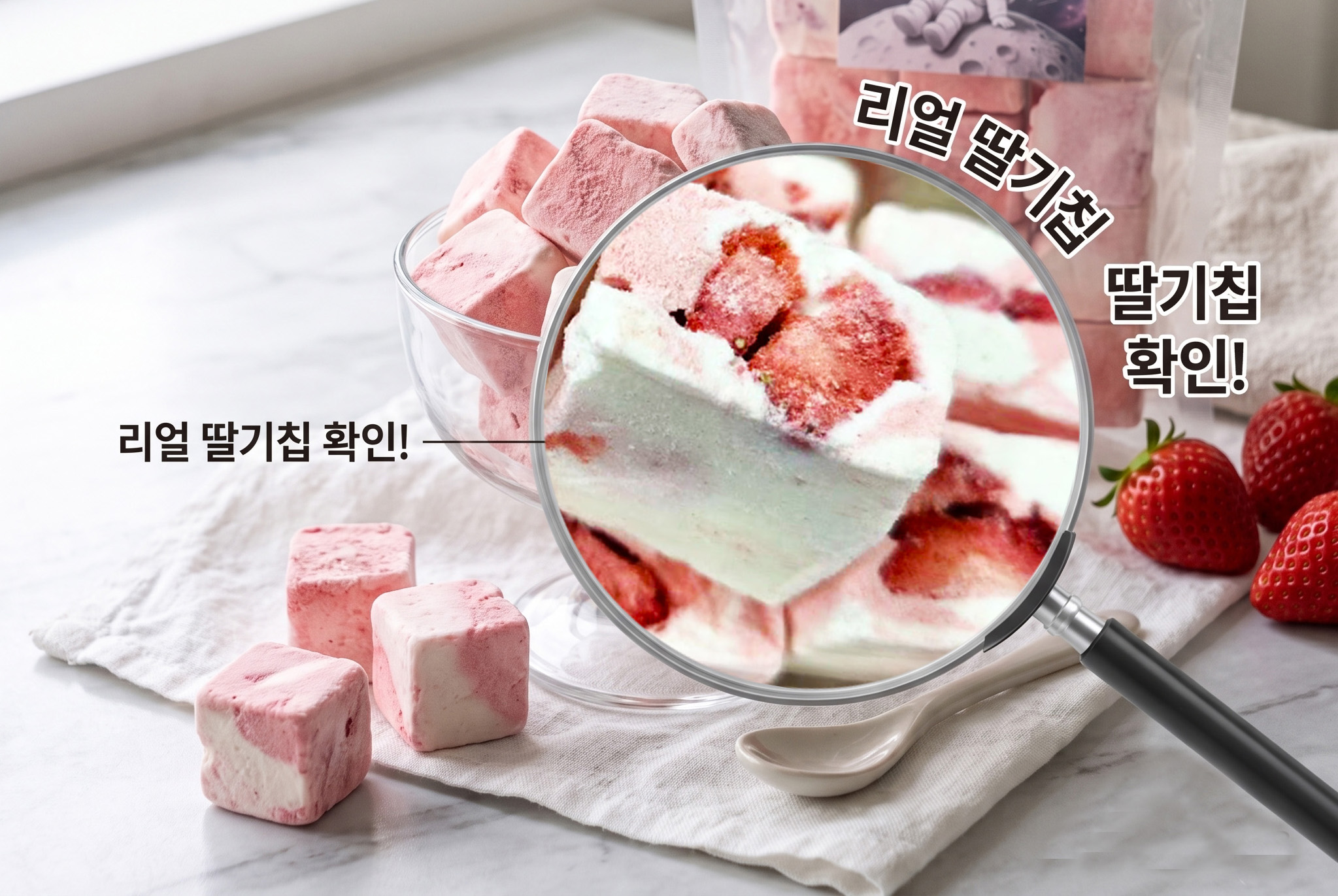 (N) 1+1 더하루 녹지 않는 동결건조 우주 아이스크림 딸기 우주인 디저트 간식 딸기칩 - 상세 이미지 4