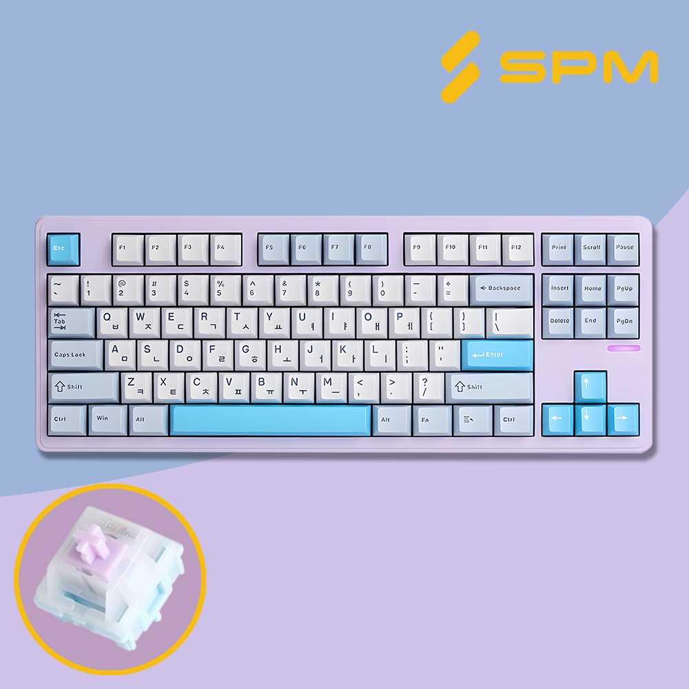 SPM키보드 몽돌키보드 PL87W 퍼플, 저소음 택타일 목새축, 40g - 상품 이미지