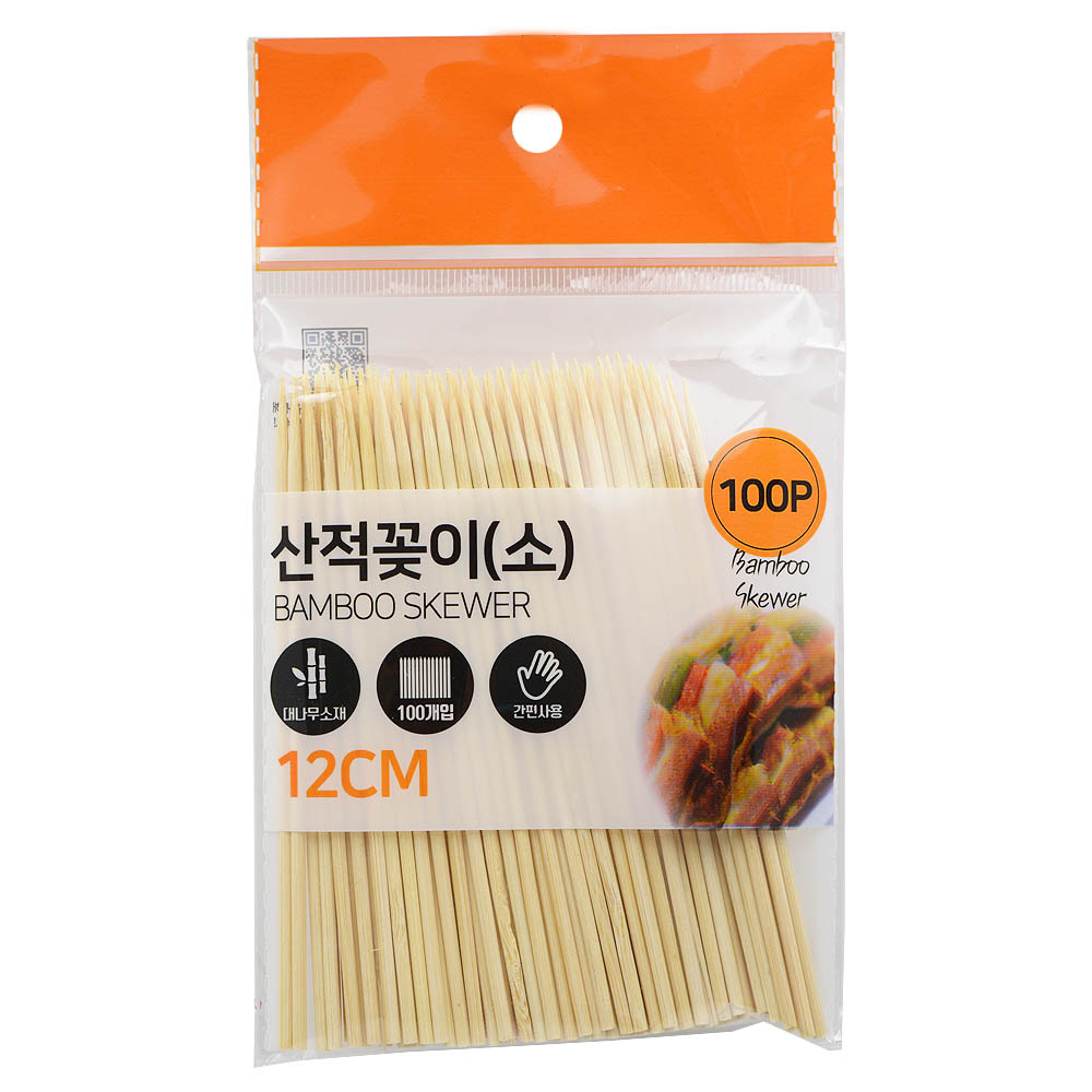 꼬치요리 나무스틱 긴 이쑤시개 꼬치전 구이 가는 대나무 꼬챙이 100P 12cm, 1개