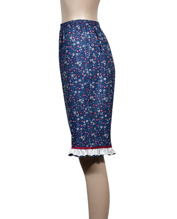 이드로 국내생산 여성 100% 순면 60수 꽃나염 레이스 5부 파마자 반바지 잠옷 하의 - 상품 이미지