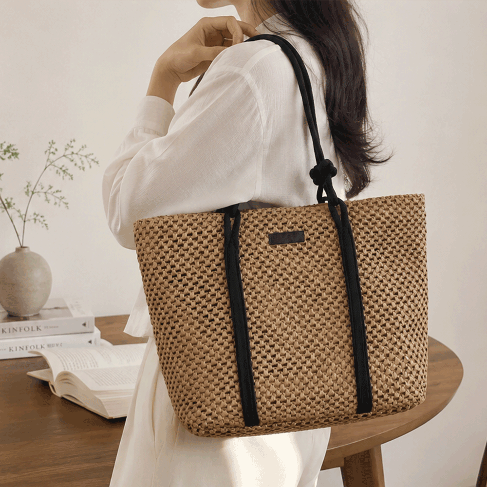 리엘쑤 여성 라피아 여름 라탄 숄더백 가방