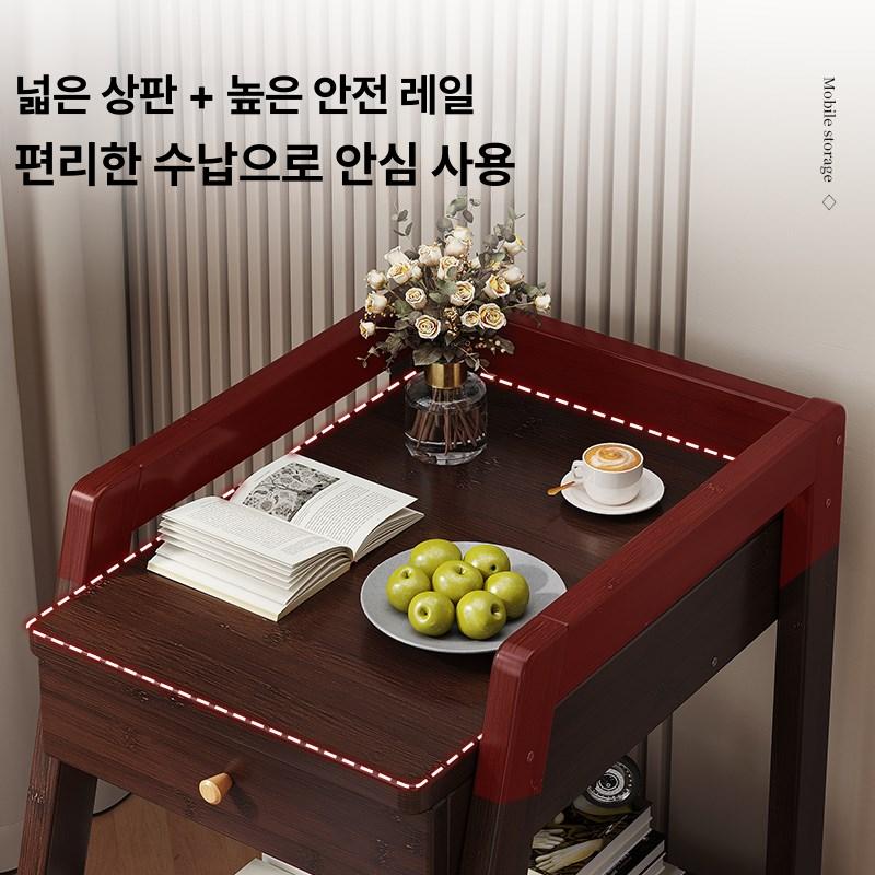 우드플레잉 원목 이동식 트롤리 선반 사각 서랍 수납장 북카트 서랍 없는 모델 - 상세 이미지 3