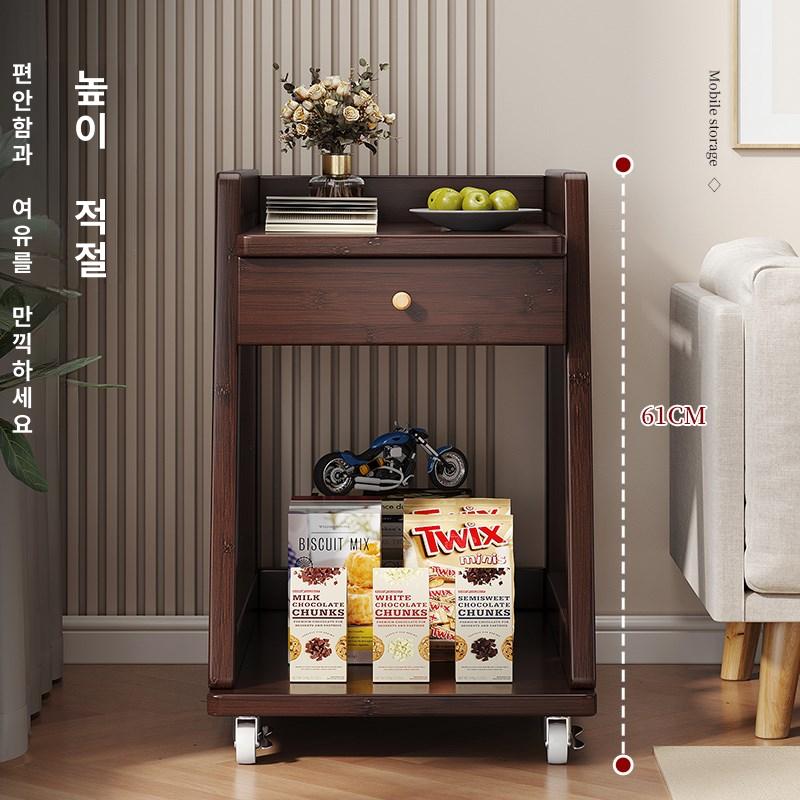 우드플레잉 원목 이동식 트롤리 선반 사각 서랍 수납장 북카트 서랍 없는 모델 - 상세 이미지 2