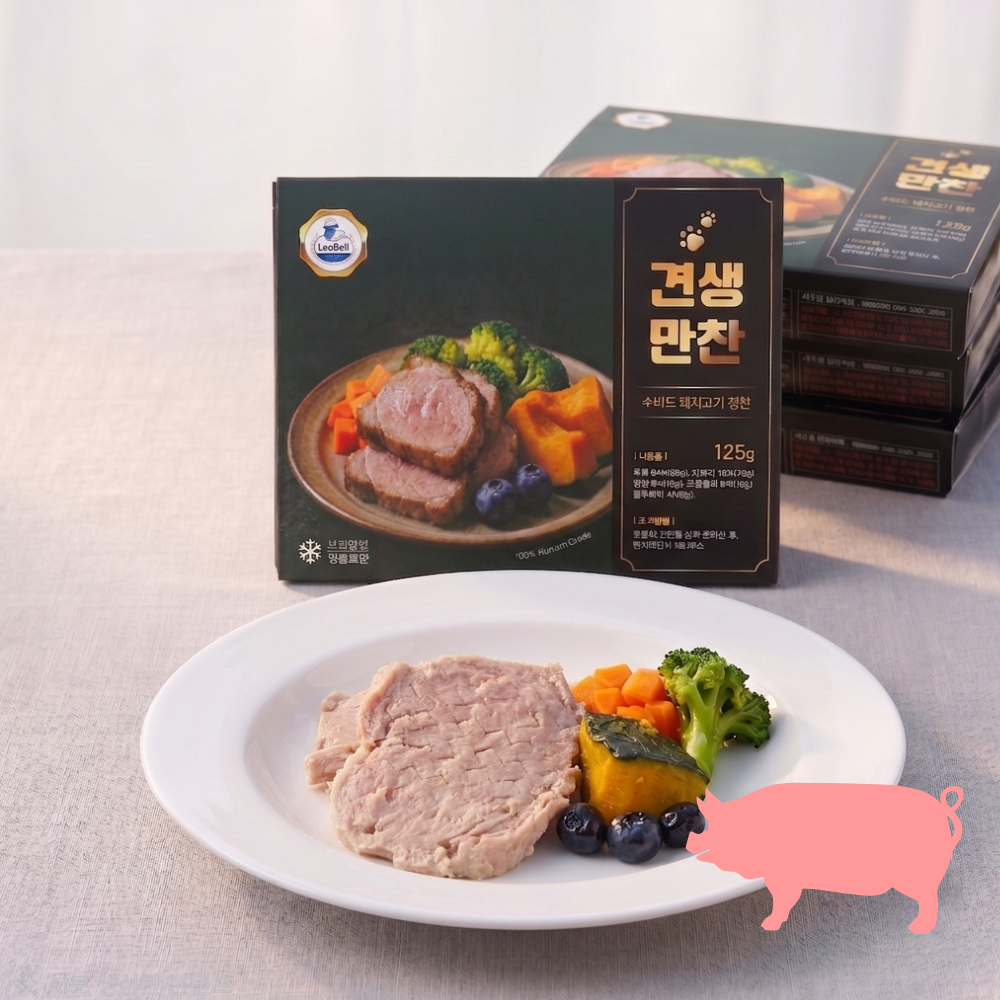 강아지 밥꾸 기호성 사료 수비드 화식 자연식 토핑 돼지고기+야채, 125g, 5개 - 상품 이미지