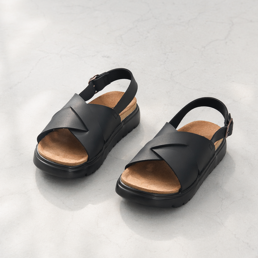 남성 블랙 4cm 화이트 슬리퍼 발편한 샌들 이미지 6