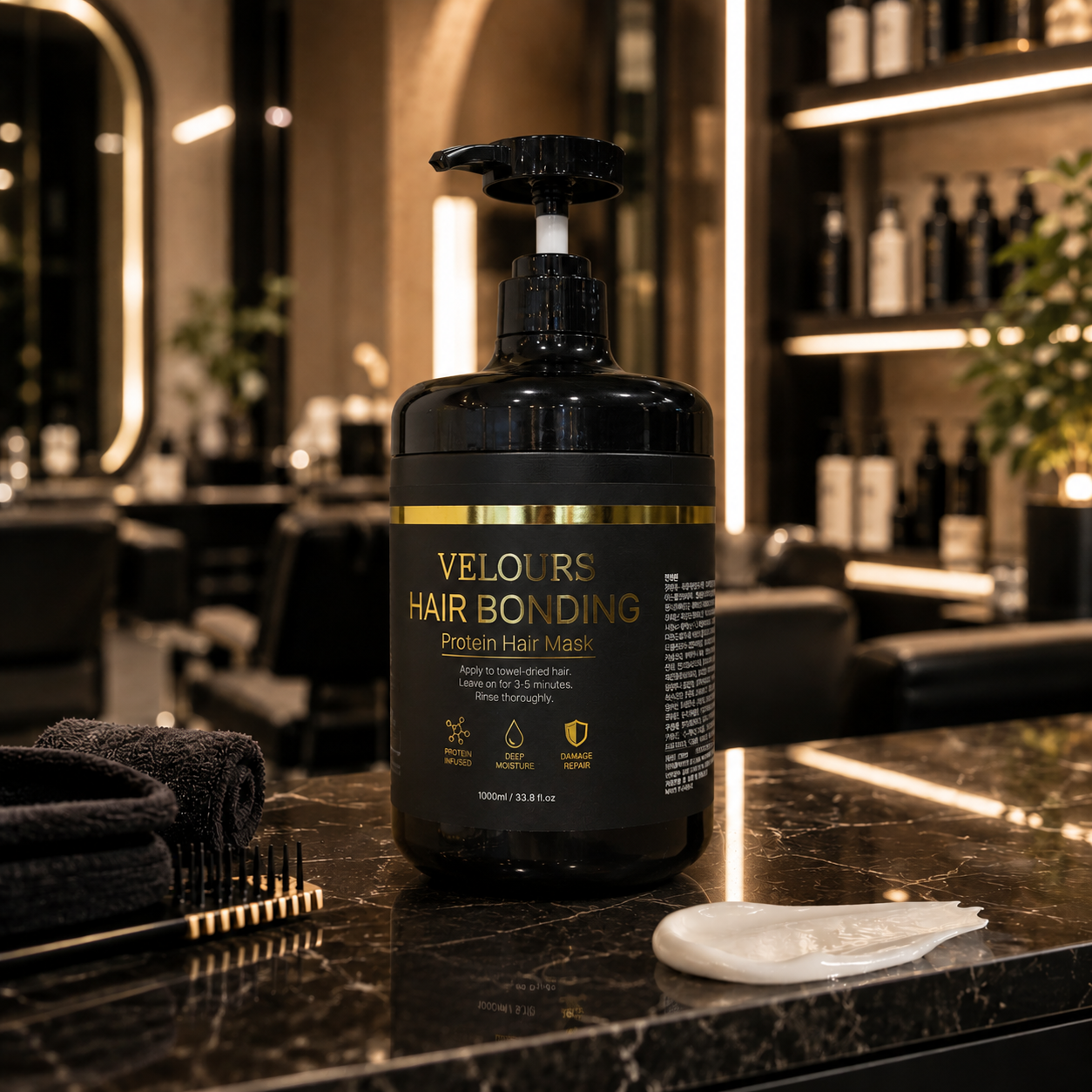 벨루아 헤어본딩 미용실 트리트먼트 전문가용 극손상 단백질 클리닉 헤어팩 1000ml - 상품 이미지