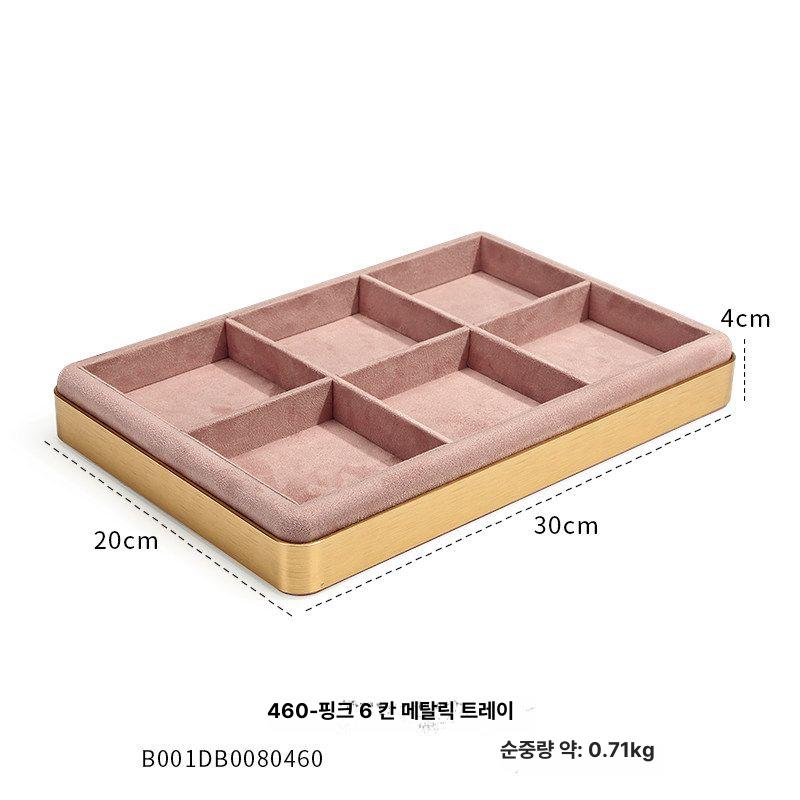 주얼리 반지 트레이 벨벳 상자 보석함 귀금속 보관함 핑크 - 상세 이미지 4