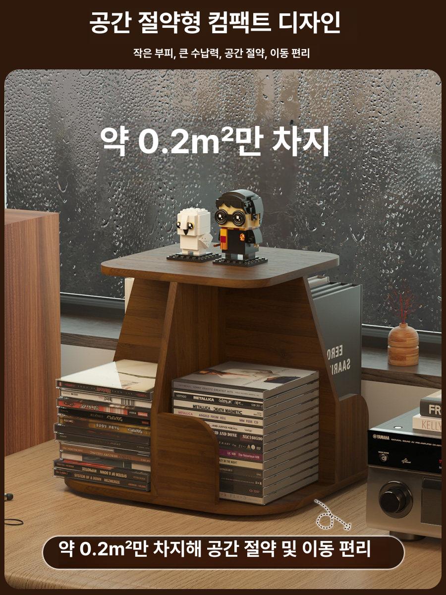 우드플레잉 원목 미니 회전 책장 탁상용 CD 수납 데스크 책꽂이 E-03 월넛 1개 1x1 - 상세 이미지 2
