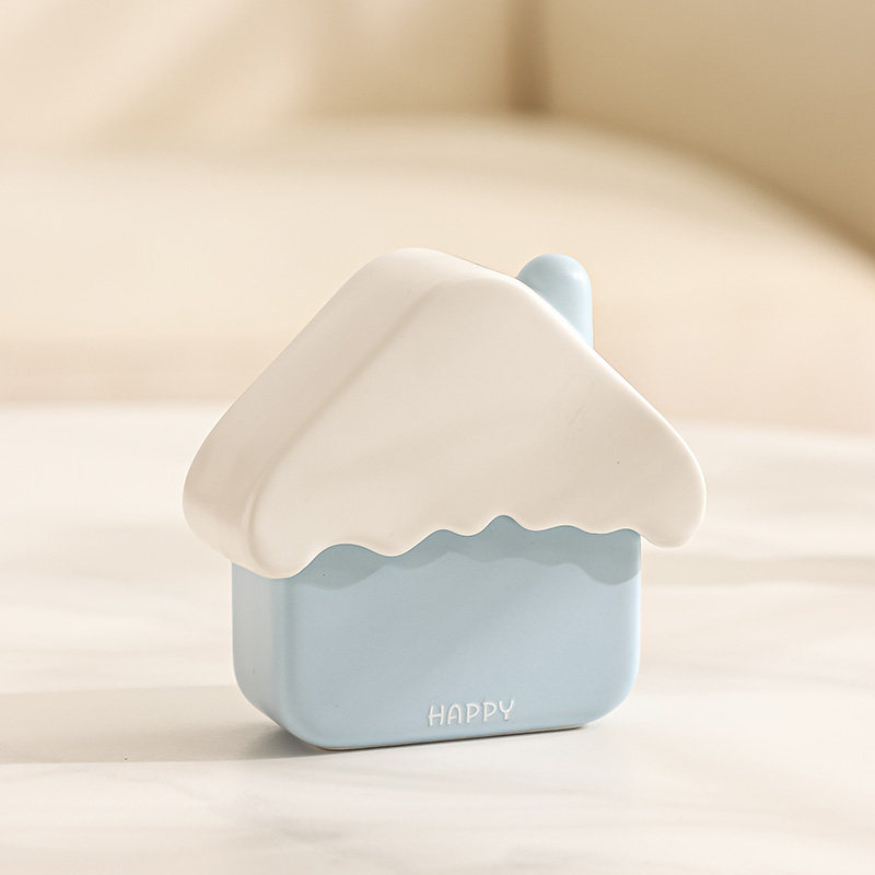 면봉 케이스 이쑤시개 통 치실 보관 수납 정리 2칸 분리형 미니 하우스 세라믹 멀티 보관함 - 상세 이미지 3