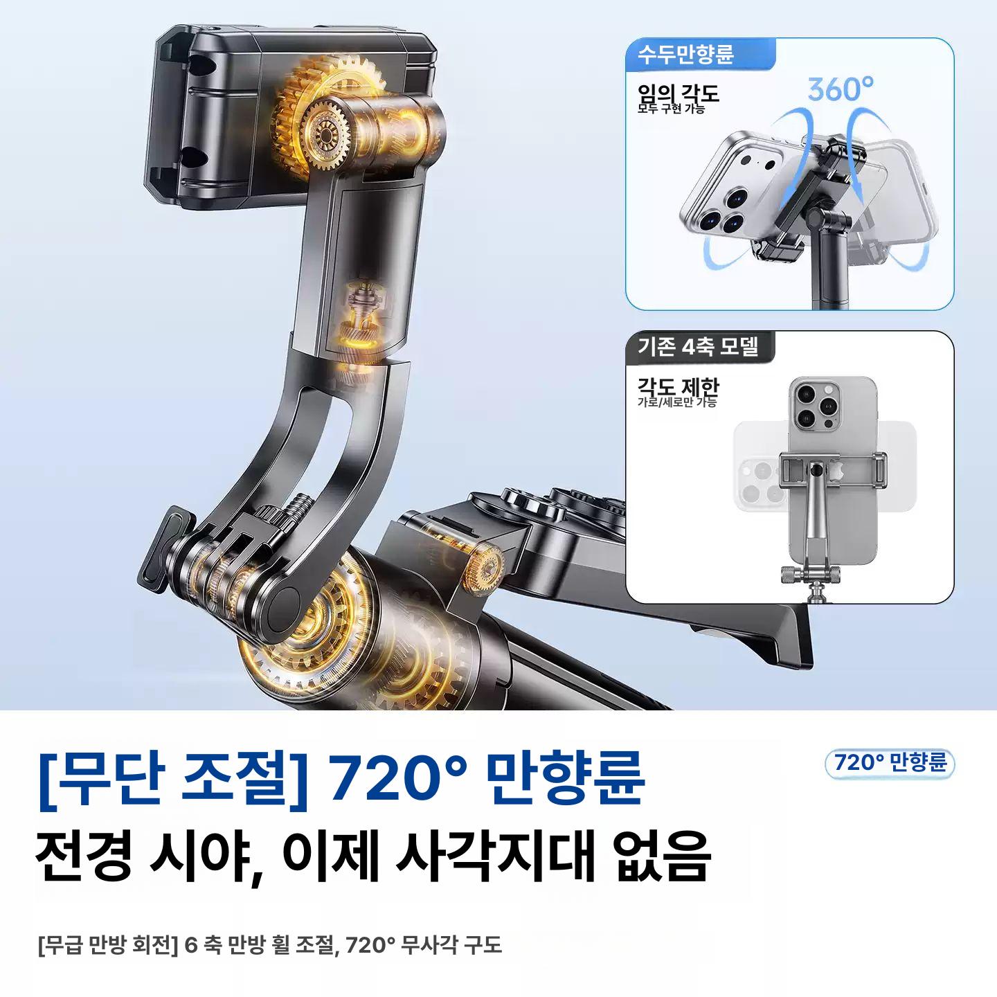 회전 핸드폰 삼각대 자동 촬영 여행용 셀카 스탠드 1.6m 업그레이드 AI 스마트 양손 감지 - 상세 이미지 4