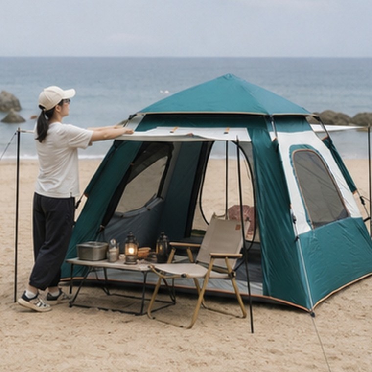 캠핑 야영 그늘막 원터치 텐트 자동 설치 자외선 차단