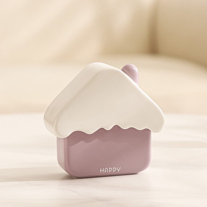 면봉 케이스 이쑤시개 통 치실 보관 수납 정리 2칸 분리형 미니 하우스 세라믹 멀티 보관함 - 상세 이미지 5