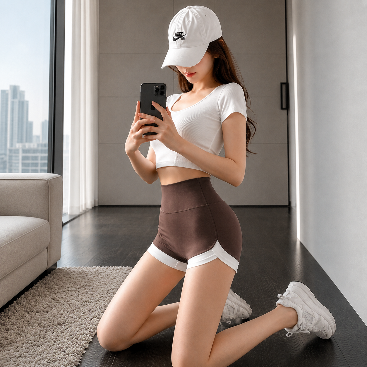 여성 반바지 레깅스 요가 필라테스 바지 차콜, M - 상세 이미지 4