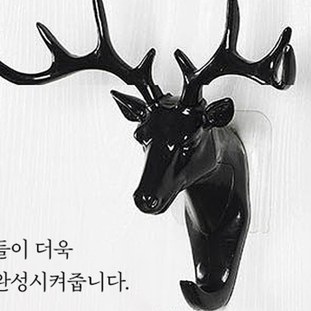 입체디자인옷걸이용 북유럽스타일현관정리사슴머리후크 무타공설치거실벽면벽걸이후크 10kg - 상세 이미지 3