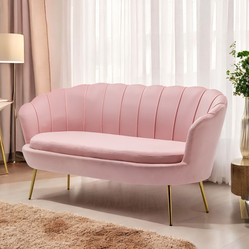 벨벳 소파 대기실 카페 공주 쇼파 스웨이드 의자 북유럽 빈티지 핑크 102cm - 상품 이미지