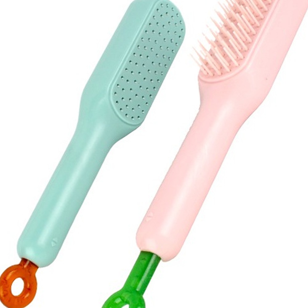고탄력빗살헤어빗 원터치두피마사지헤어브러쉬 자동머리빗머릿결관리머리빗 - 메인 이미지