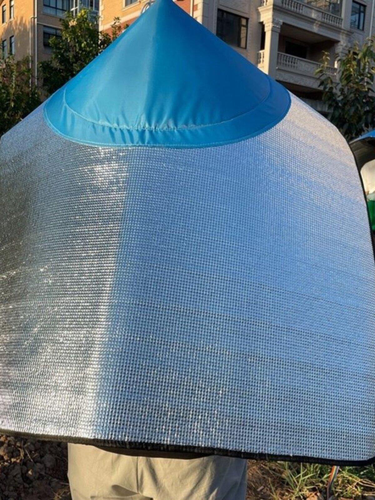 돗자리모자 갓모자 햇빛가리개 농사 고깔모자 90cm 케이프+모자 두꺼운형 반신 A. 91cm 캐노피 방풍 로프 포함 - 상세 이미지 4