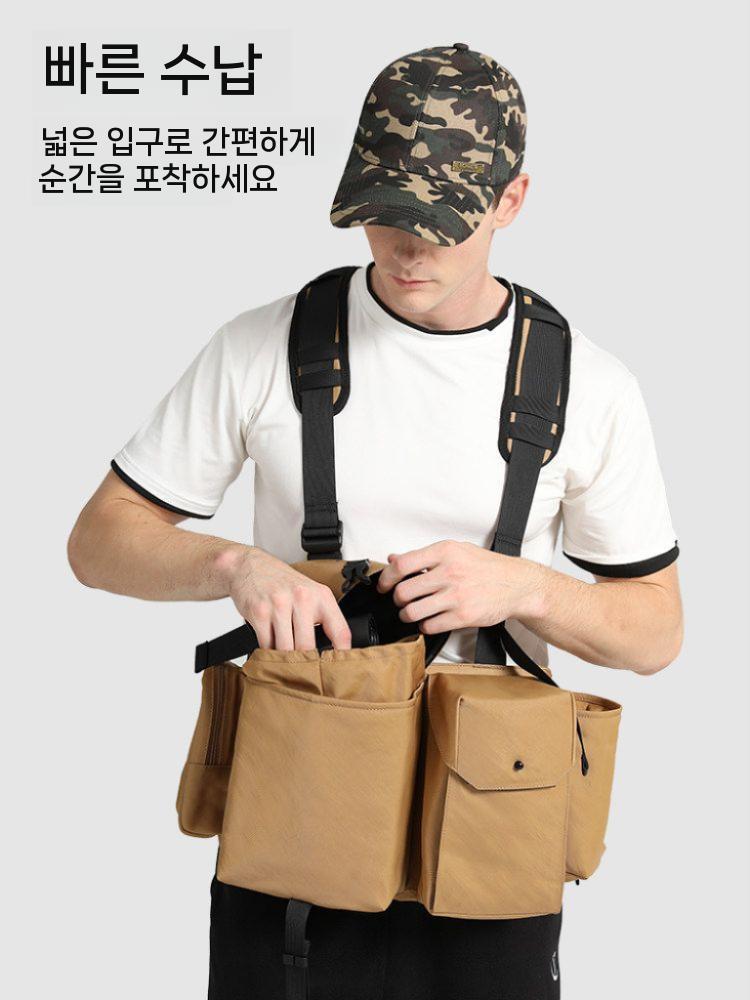 카메라 파우치 벨트백 렌즈 케이스 DSLR 조끼 블랙 80-140cm - 상세 이미지 5