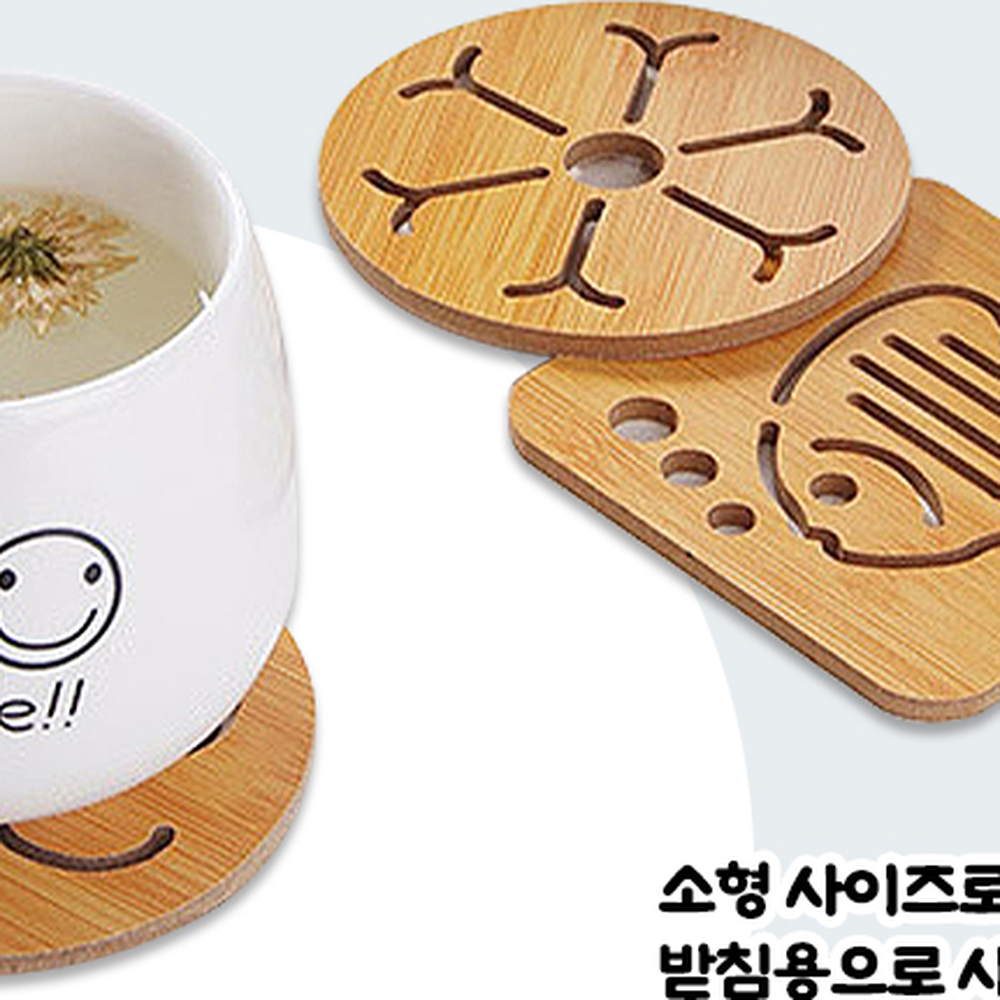 수분흡수주방인테리어우드코스터 홈카페우드식탁용원목받침 미니멀감성카페테이블나무받침 소(물고기) - 상세 이미지 4