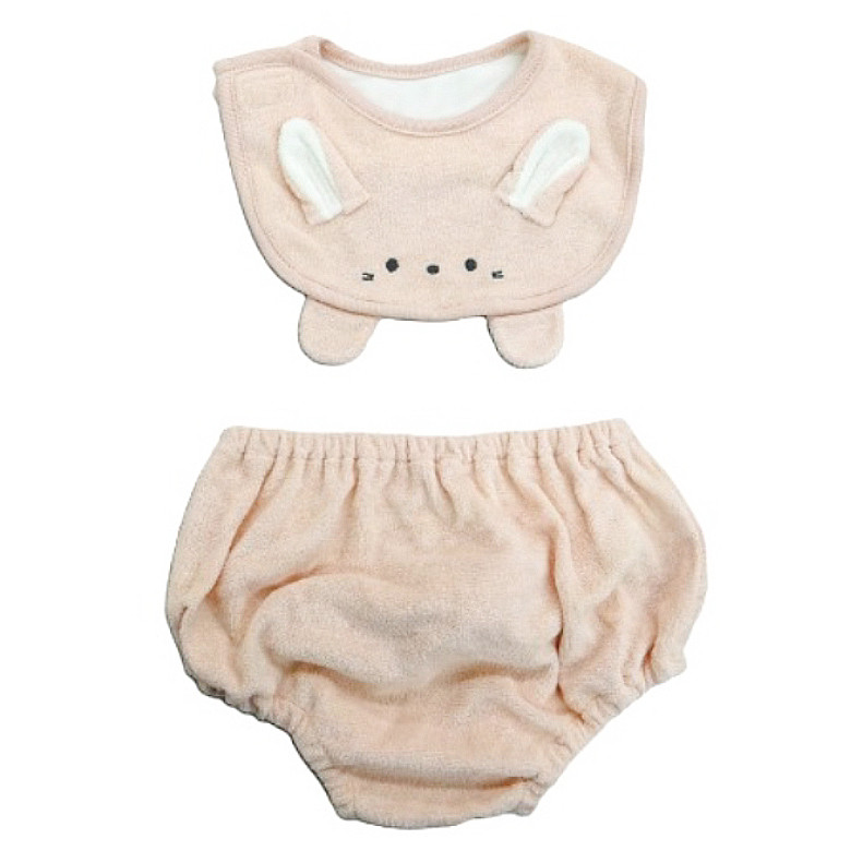 토끼 턱받이 & 블루머 세트 70~80cm - 하카타몰